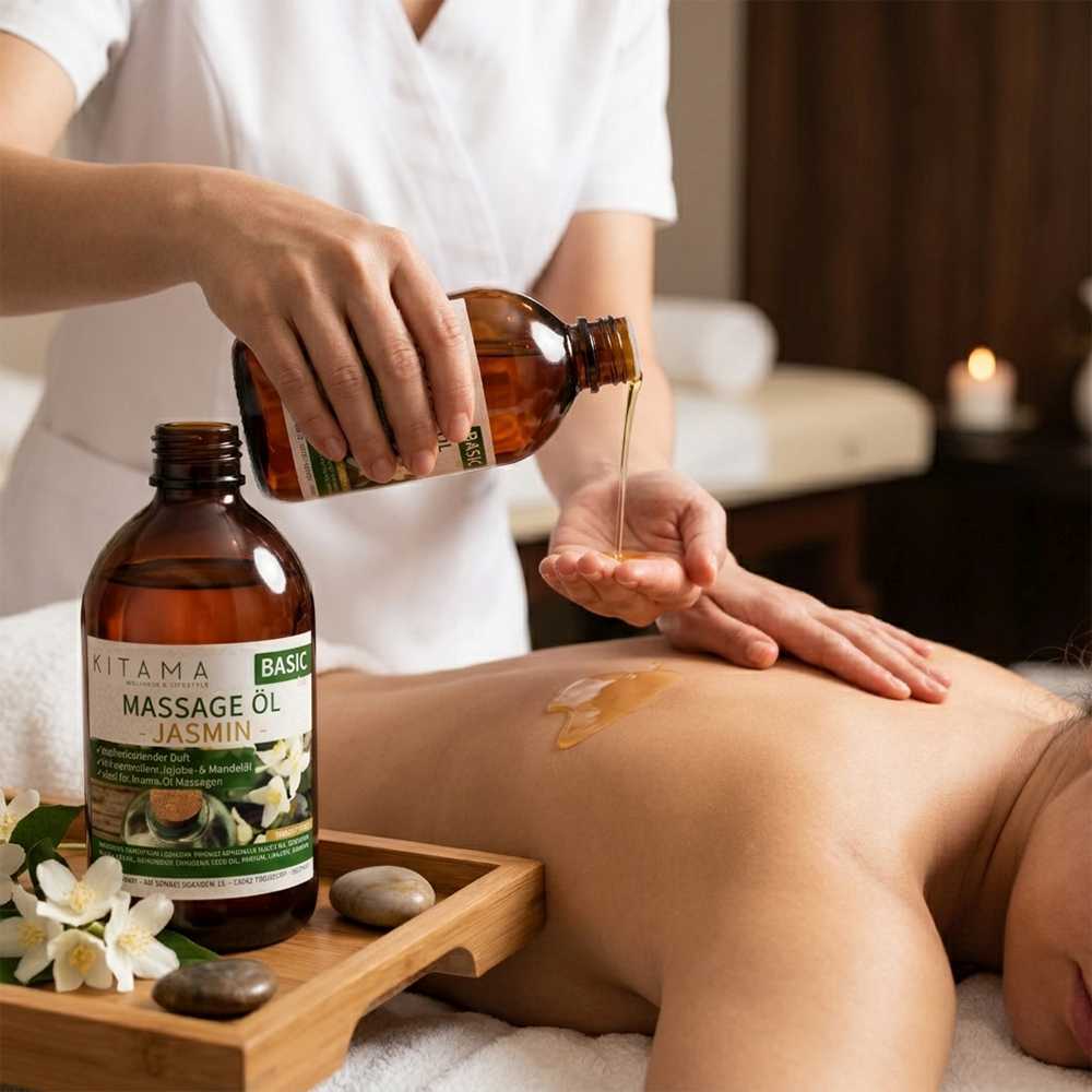 Kitama Neutral Massage Oil 2x 10L and 250ml Aroma Oil Jasmine