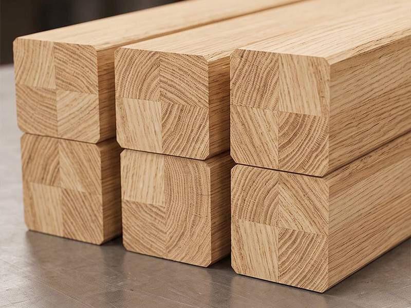 Solid legs made of American white oak glulam on the Kitama Thai massage table