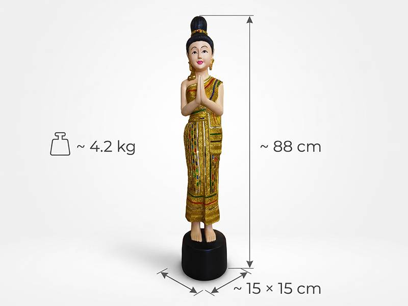 Medidas de la figura Sawadee Lady: aprox. 88 cm de alto, base aprox. 15 × 15 cm