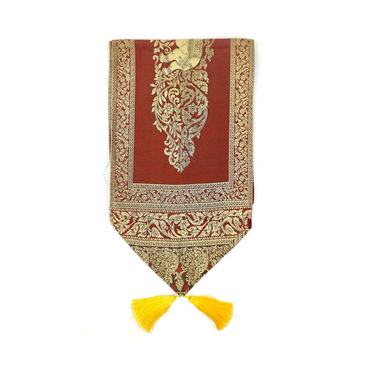 Fabric Runner with Tassels & Elephan box