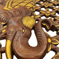 Thai Holzschnitzerei aus Teak Holz Elefant Chang Ø 60cm