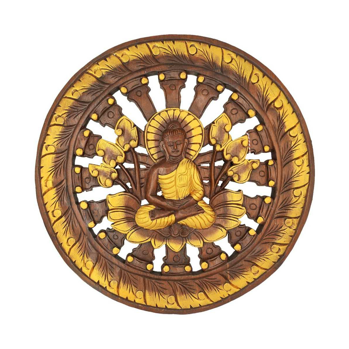 Thai Holzschnitzerei aus Teak Holz Buddha  Ø 60cm