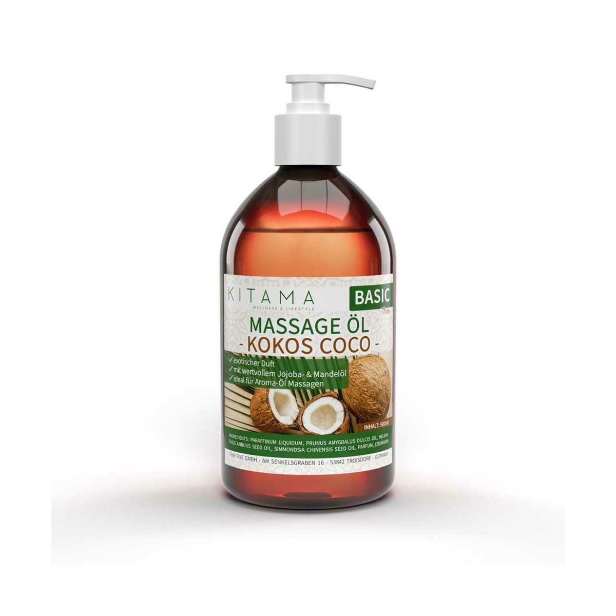 Olio da massaggio aroma Cocco 500ml box