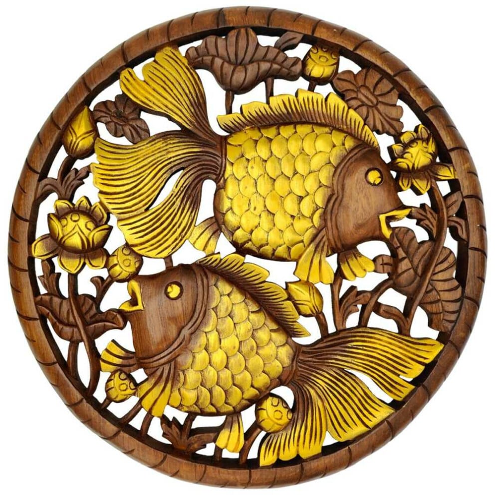 Thai Teak Wood Carving Fish Ø 60cm