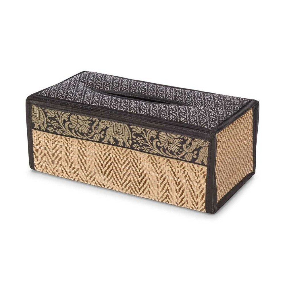 Cosmetic Tissue Box box made of raffia with elephant pattern