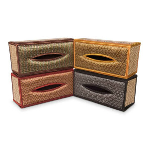 Cosmetic Tissue Box box made of raffia with elephant pattern