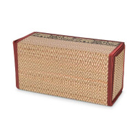 Caja para pañuelos cosméticos de rafia con estampado de elefantes Rojo / Oro