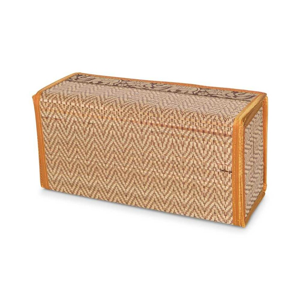 Kitama – Boîte à Mouchoirs En Raphia Naturel – Motif éléphant Et Soie Thaïlandaise – Fabriqué Main Thaïlande – Dimensions 26x13x10cm – Déco Ethnique