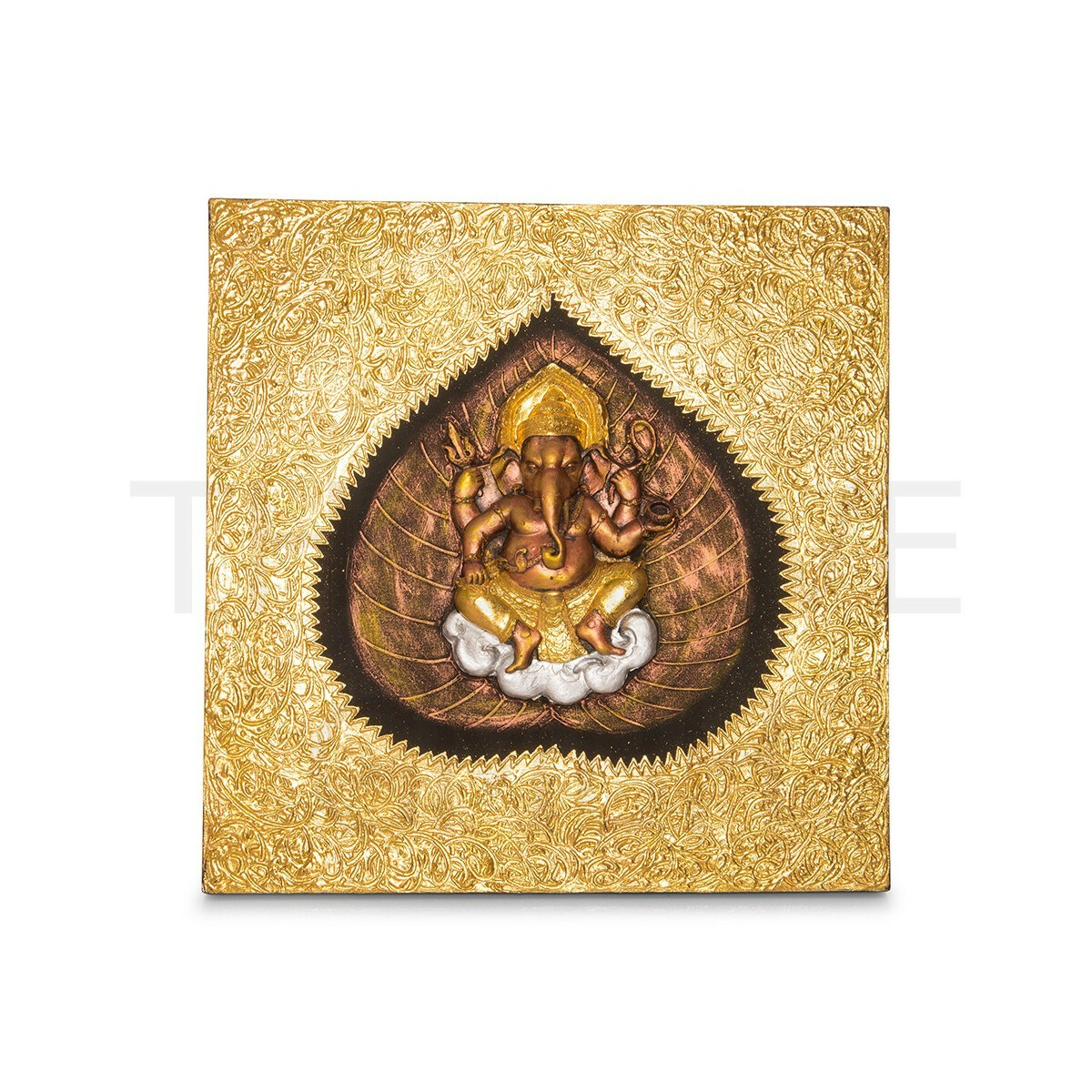 Cuadro de estructura tailandesa Ganesha oro - 60 x 60 cm