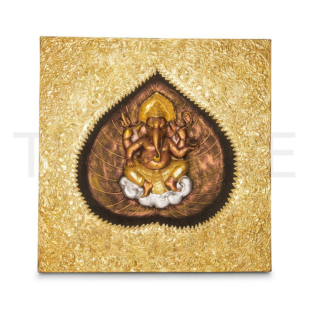 Thai Struktur Bild Ganesha gold - 60 x 60 cm