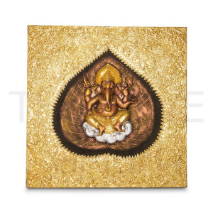 Thai structure picture Ganesha gold - 60 x 60 cm