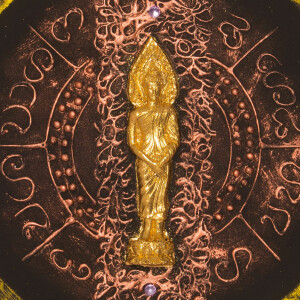 Thai structure picture Buddha standing red-gold - 60 x 60 cm