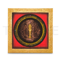 Thai Struktur Bild Buddha stehend rot-gold - 60 x 60 cm