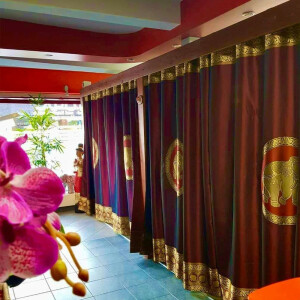 Vorhang aus Thai-Seide mit Elefantenmuster &...