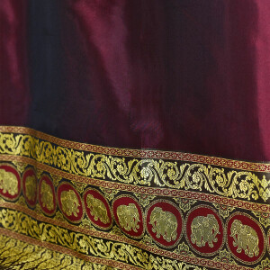Thai Silk Curtain with Elephant Pattern & Eyelets 240x200cm Red