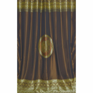 Thai Silk Curtain with Elephant Pattern & Eyelets 250x200cm Brown