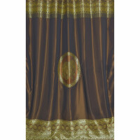 Thai Silk Curtain with Elephant Pattern & Eyelets 250x200cm Brown