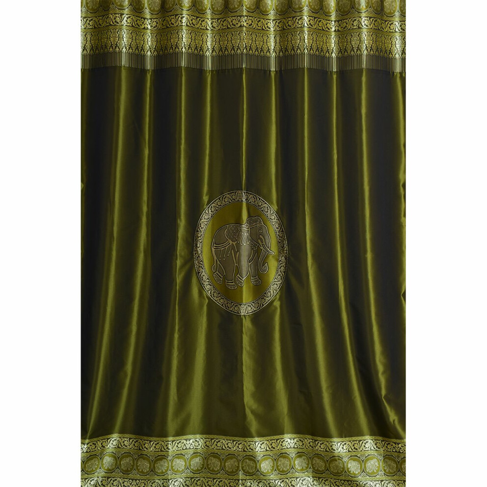 Elephant Pattern Curtain Thai - Room Divider 250x200cm Green