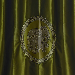 Elephant Pattern Curtain Thai - Room Divider 250x200cm Green