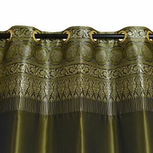 Elephant Pattern Curtain Thai - Room Divider 250x200cm Green