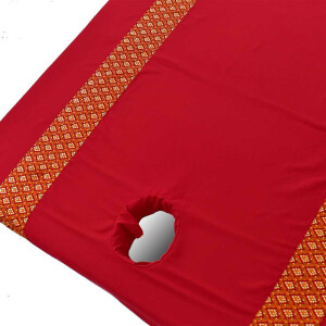 Fitted Bed Sheet Thai Sarong Red with Face Hole