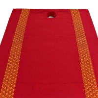 Fitted Bed Sheet Thai Sarong Red with Face Hole 80 cm