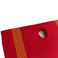 Fitted Bed Sheet Thai Sarong Red with Face Hole 80 cm