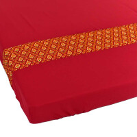 Fitted Bed Sheet Thai Sarong Red with Face Hole 120 cm