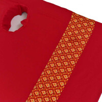Fitted Bed Sheet Thai Sarong Red with Face Hole 120 cm