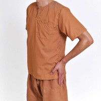Client clothing set for trad. Thai massage trousers + shirt, beige-brown