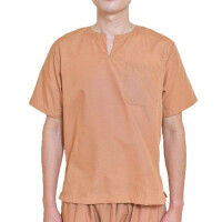 Kunden-Kleidung Set für trad. Thaimassage Hose + Shirt, beige-braun