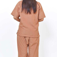 Client clothing set for trad. Thai massage trousers + shirt, beige-brown Size: L