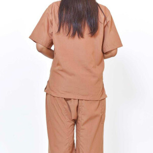 Client clothing set for trad. Thai massage trousers + shirt, beige-brown Size: 2XL