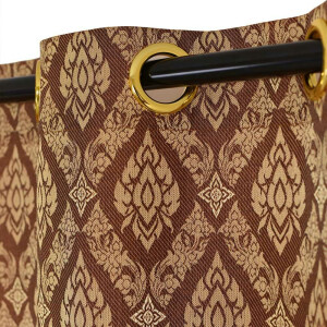 Vorhang aus Thai-Seide mit Thai-Muster & Ösen Braun 240x200cm