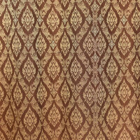 Thai Silk Curtain with Thai Pattern & Eyelets Brown 240x200cm
