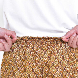 Pantalón con coloridos motivos de pareo tailandés para masaje tailandés Color: Marrón