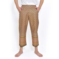 Pantalon avec des motifs colorés sarong thaï pour le massage thaïlandais Coleur: Marron