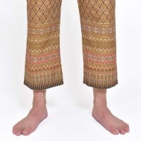 Pantalon avec des motifs colorés sarong thaï pour le massage thaïlandais Coleur: Marron