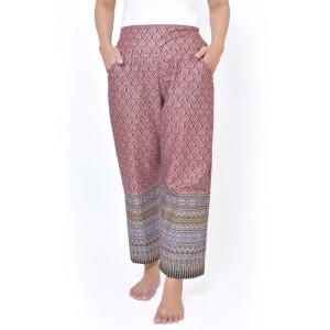 Hose mit bunten Thai Sarong Mustern für Thaimassage Farbe: Pink