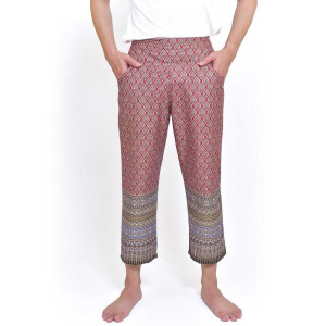 Pants with colourful Thai Sarong patterns for Thai Massage Colour: Pink