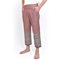 Pantalón con coloridos motivos de pareo tailandés para masaje tailandés Color: Rosa
