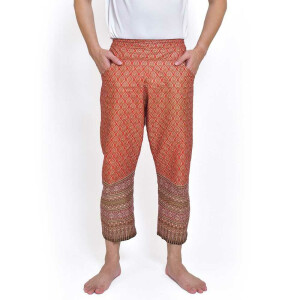 Pantalon avec des motifs colorés sarong thaï pour le massage thaïlandais Coleur: Rouge