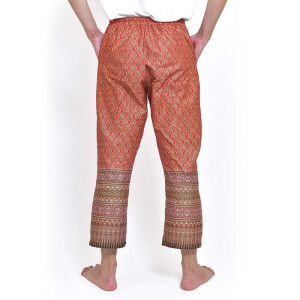 Pants with colourful Thai Sarong patterns for Thai Massage Colour: Red