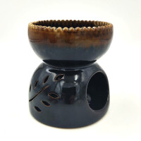 Lamp for fragrance oil, massage oil warmer made of ceramic for tea light Dark brown