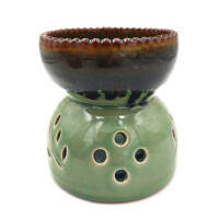 Lamp for fragrance oil, massage oil warmer made of ceramic for tea light Green
