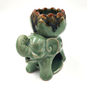 Lampada per olio profumato in ceramica per tea light Elefante Lotus