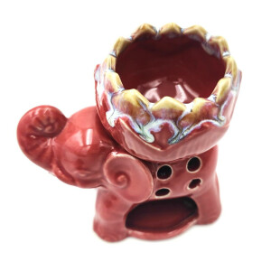 Lampe für Duftöl aus Keramik für Teelicht Elefant-Lotus Pink