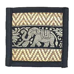 Thai Tabla Set Posavasos Lugar Set 8 Piezas Bast con Elefante Patrón Negro