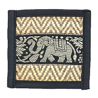 Thai Tabla Set Posavasos Lugar Set 8 Piezas Bast con Elefante Patrón Negro