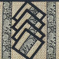 Thai Tabla Set Posavasos Lugar Set 8 Piezas Bast con Elefante Patrón Negro
